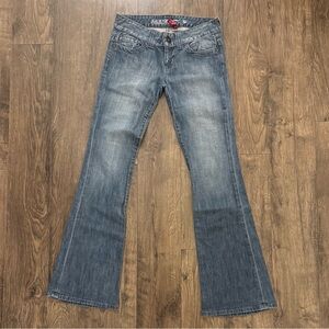Guess Denim Daredevil Flare Low Rise Bootcut Jeans Mid Wash Size 27 Long Inseam